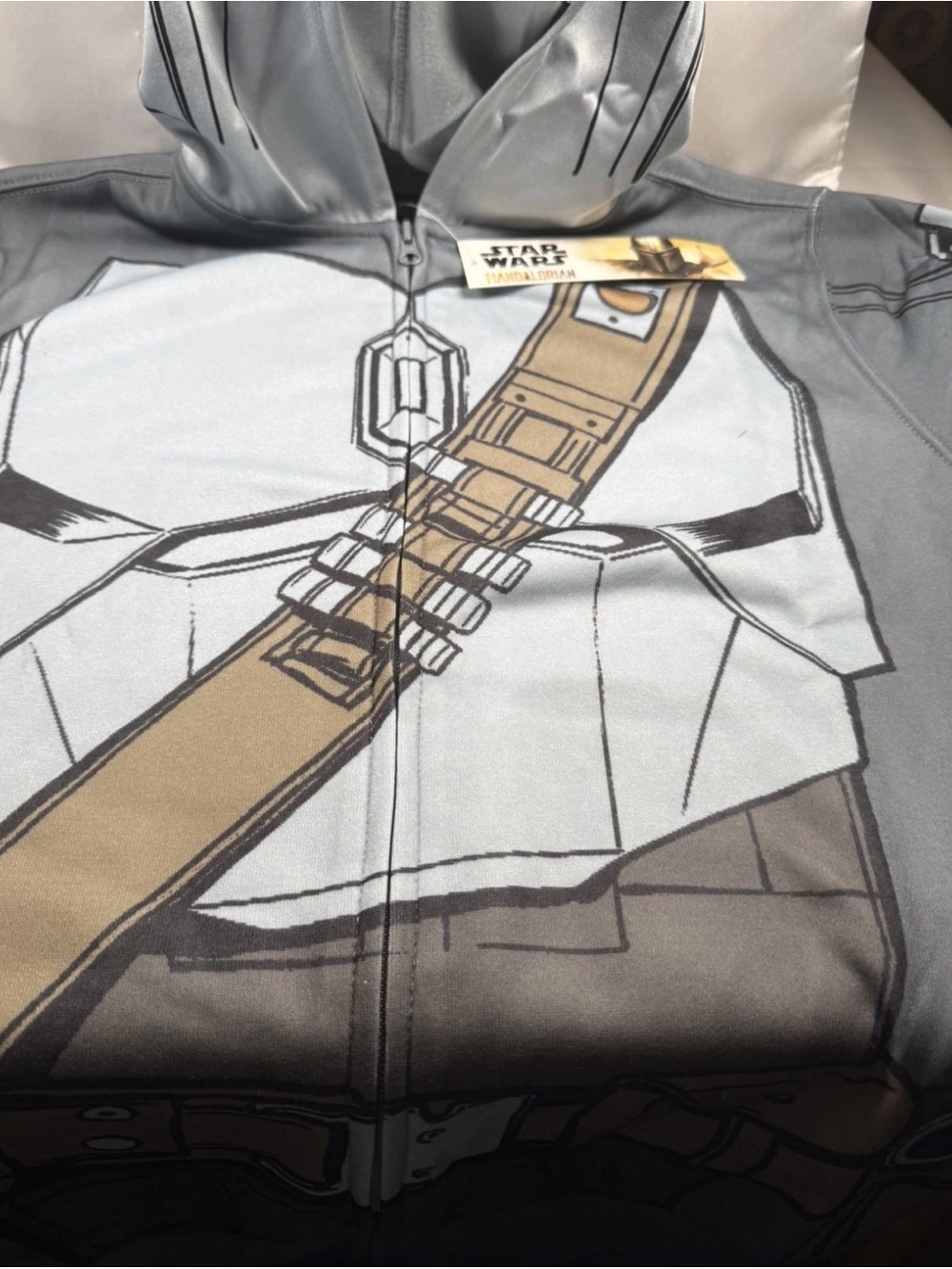 Star Wars Mandalorian Full Zip Hoodie Mens SM Charcoal Mando Armor Costume NWT - Picture 5 of 8